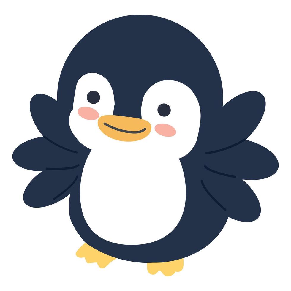 Happy bird penguin pretending to fly vector