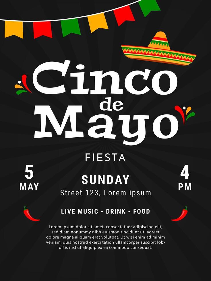 Cinco de Mayo celebration poster template. Cinco de mayo flyer design vector