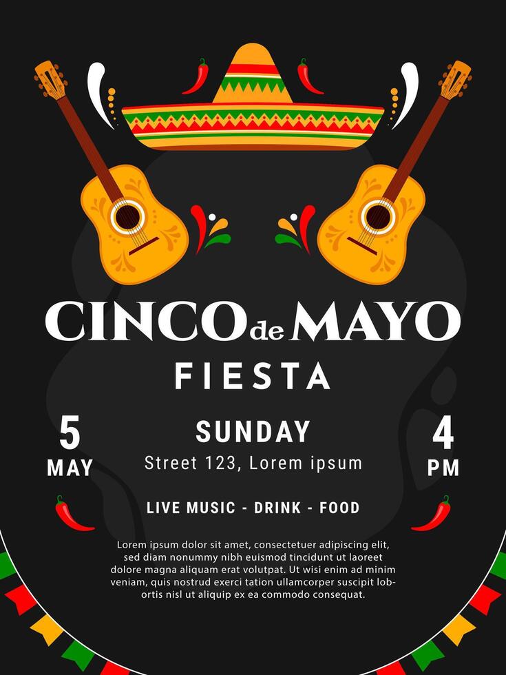 Poster template for cinco de mayo celebration. Cinco de mayo flyer design vector