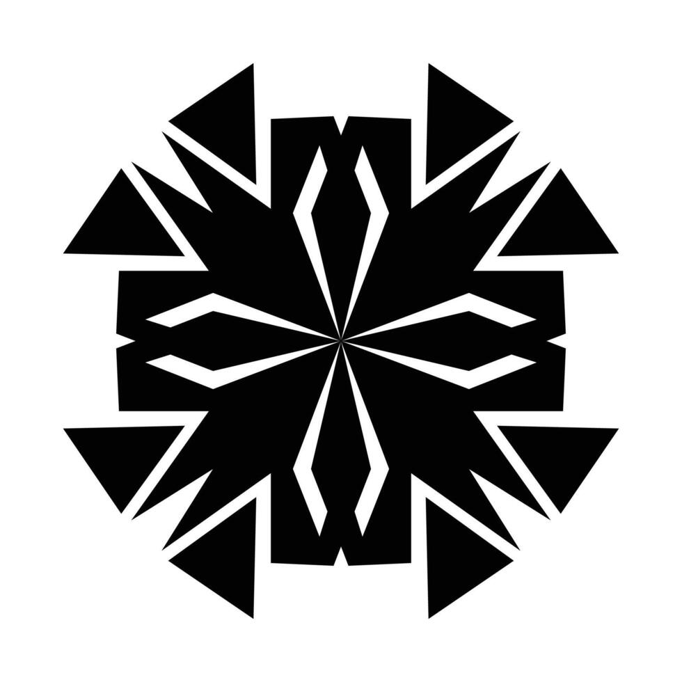 a black and white snowflake design ornament pattern vector