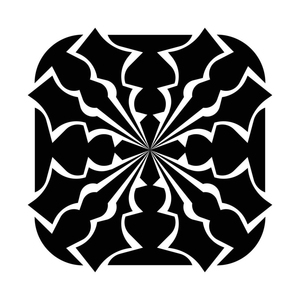 a black and white logo with a design of a flower vector