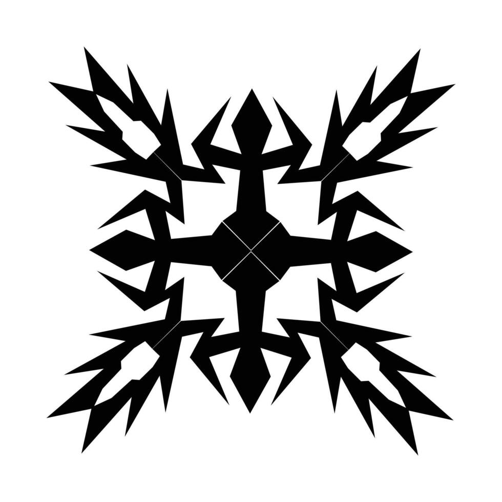 a black and white snowflake design with a star in the middle vector