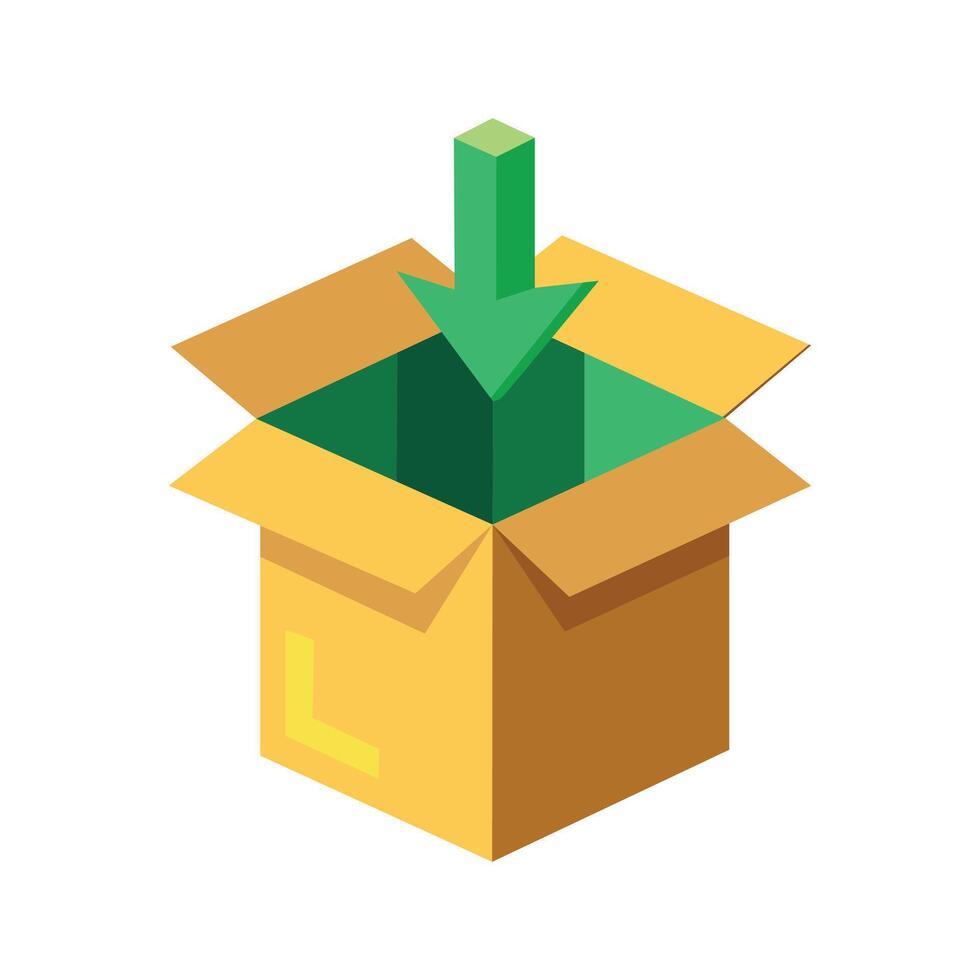 An open box with an arrow pointing out of it vector