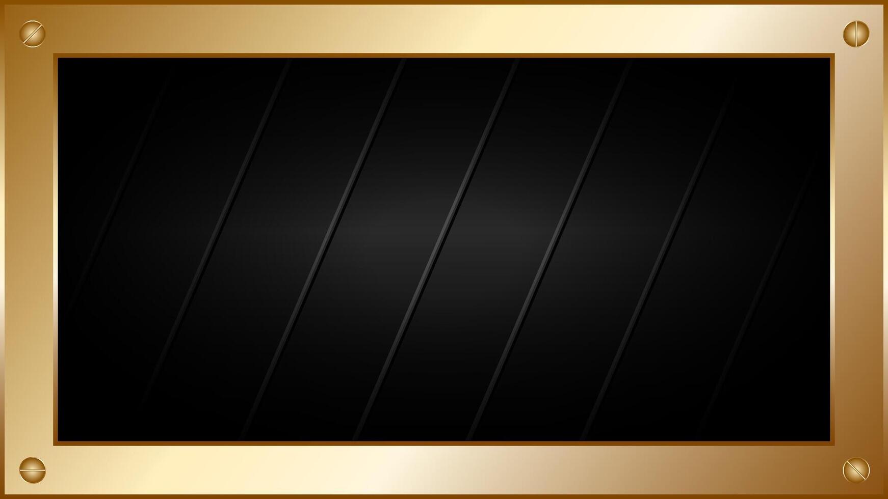 Abstract elegant black background with 3d line and gold frame. Luxury template design. premium illustration vector