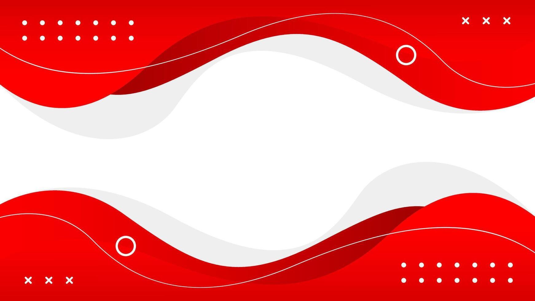 Abstract red and white fluid wave background with geometric shapes vector