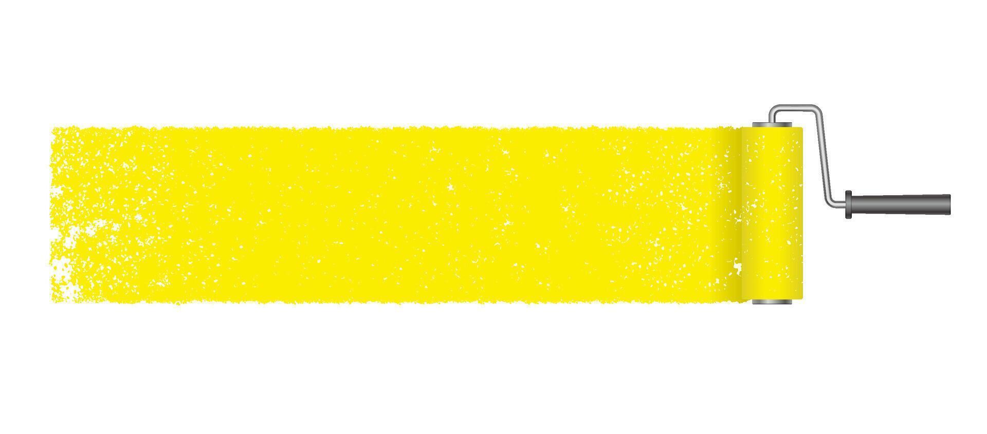 A Yellow Paint Roller Stroke Illustration With Grunge Texture Isolated On A White Background. vector