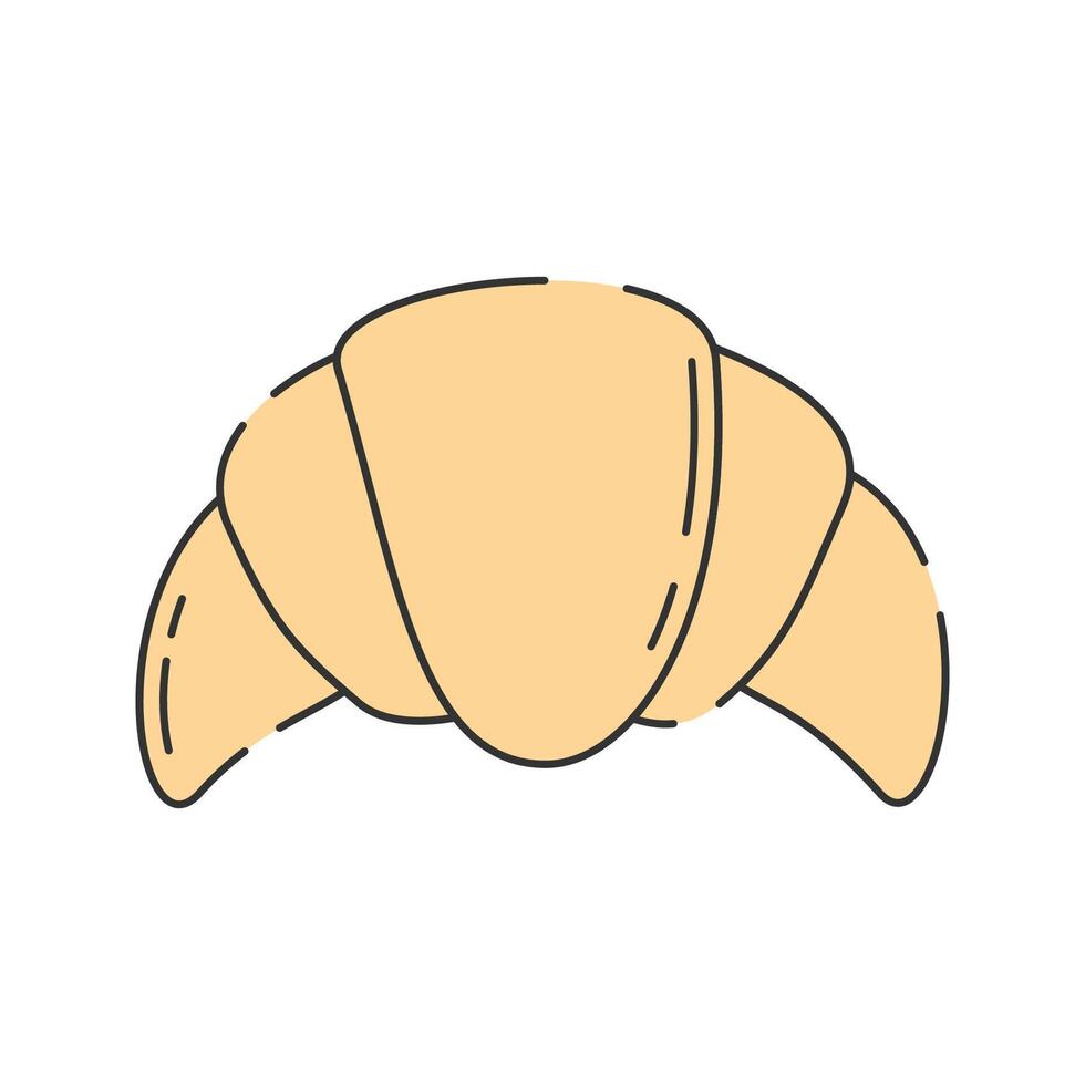 Croissant Doodle Illustration, A golden, flaky croissant. vector