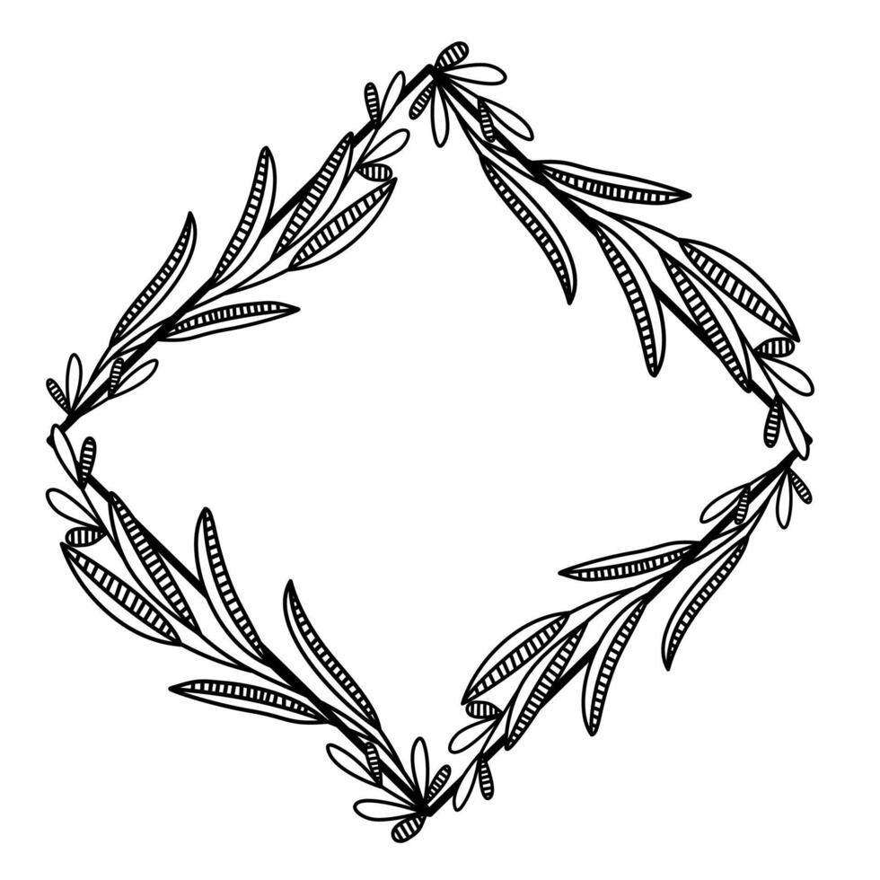 Diamond shape floral wreath vector