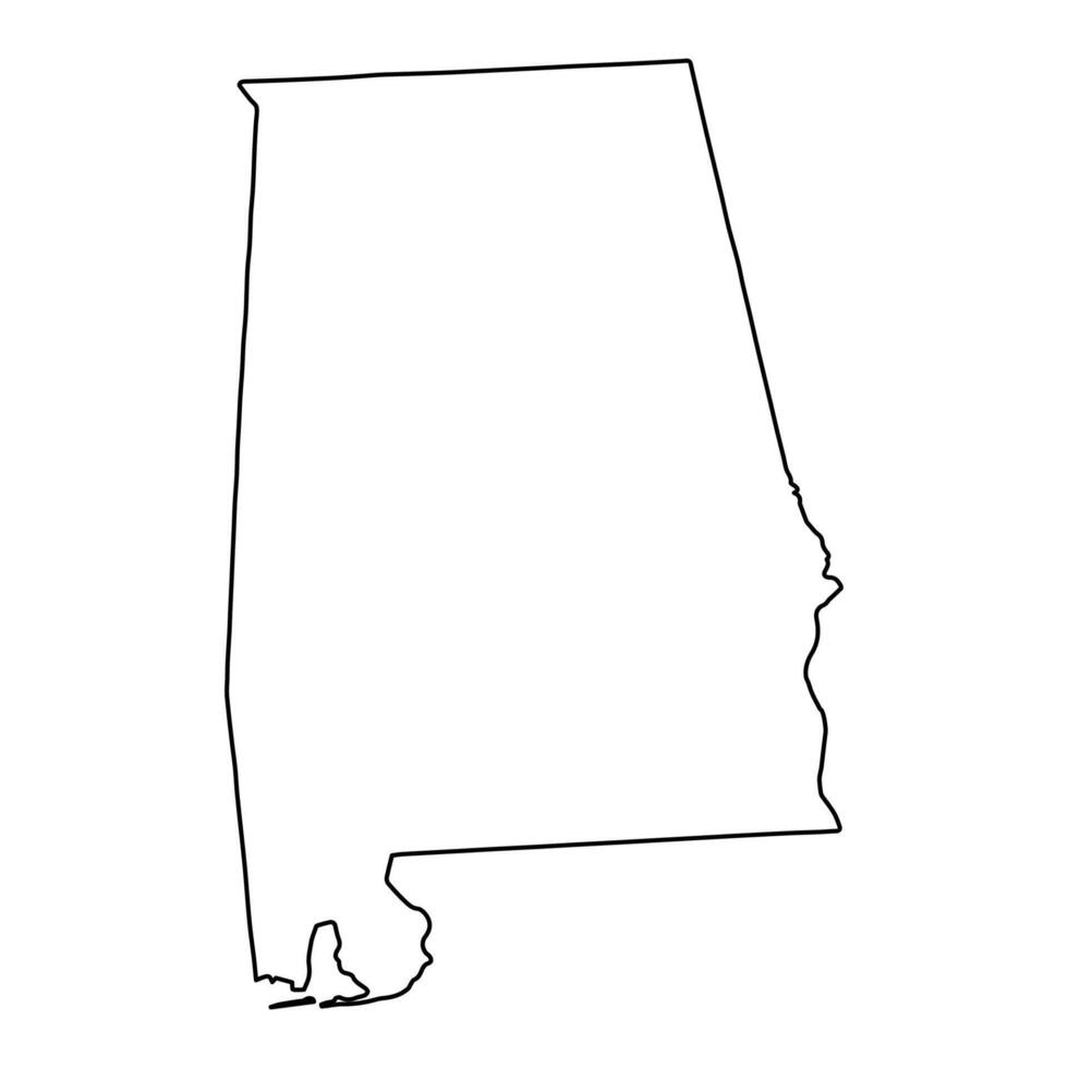 Outline Map of Alabama Southern US State vector
