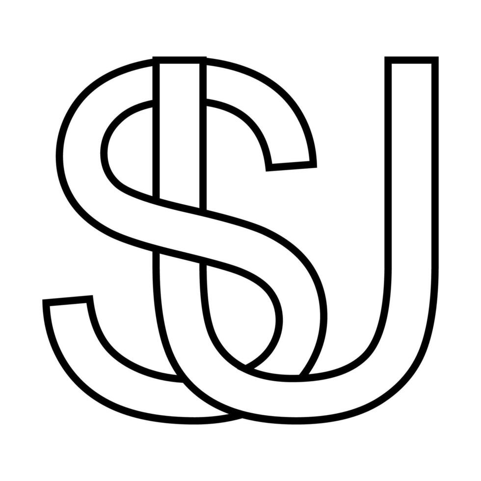 Logo sign su us icon, double letters logotype u s vector