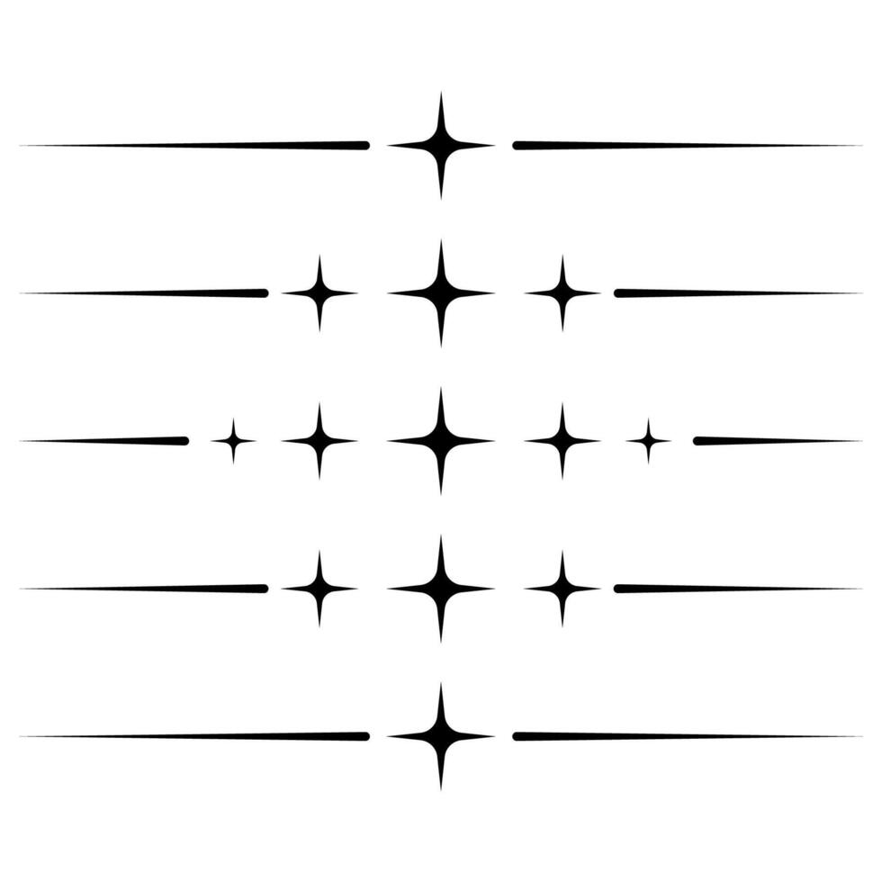 Sparkling stars starter lines, shiny glitter, light effect stars vector