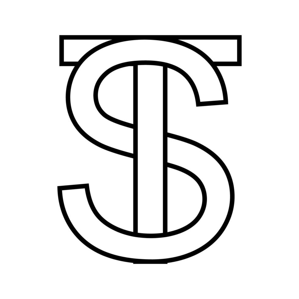 Logo sign st ts icon, double letters logotype t s vector