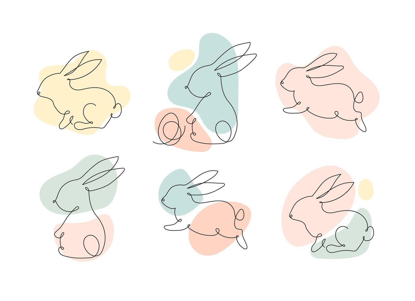Easter bunny outline illustration. Rabbit line icon set. vector
