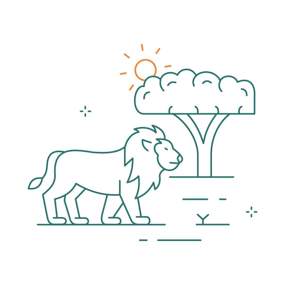 Lion Roaring in Savanna Icon Design vector