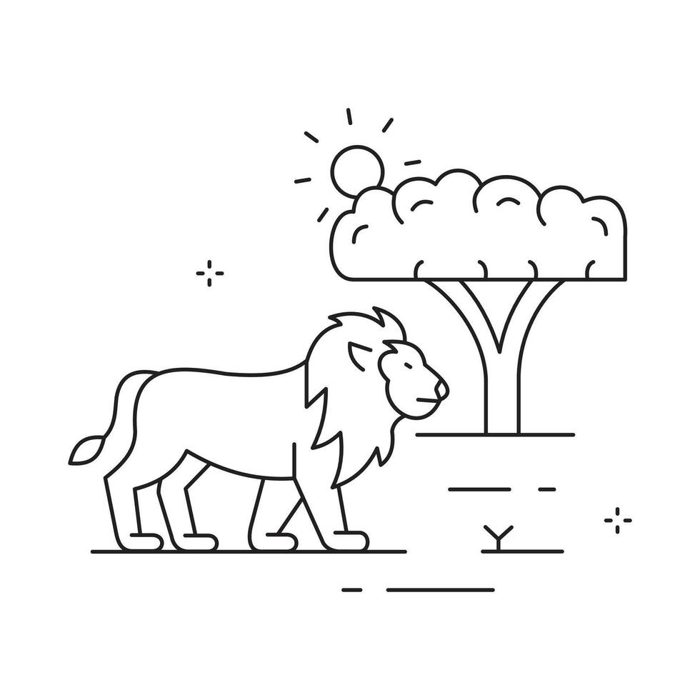 Wild African Savanna Lion Icon Design vector