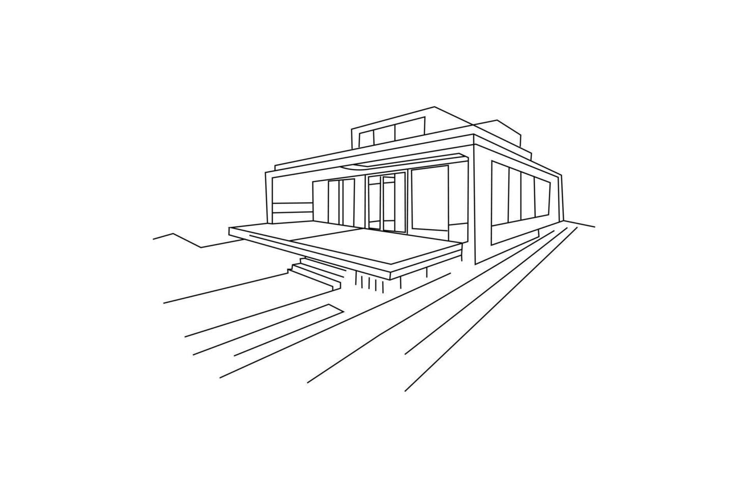 continuous home decor, and digital artwork. line art illustration cottage with a corrugated outline, simple house drawing of architectural design vector