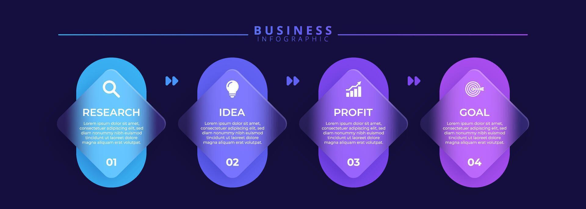 Infographic label design template featuring icons and four distinct steps. vector