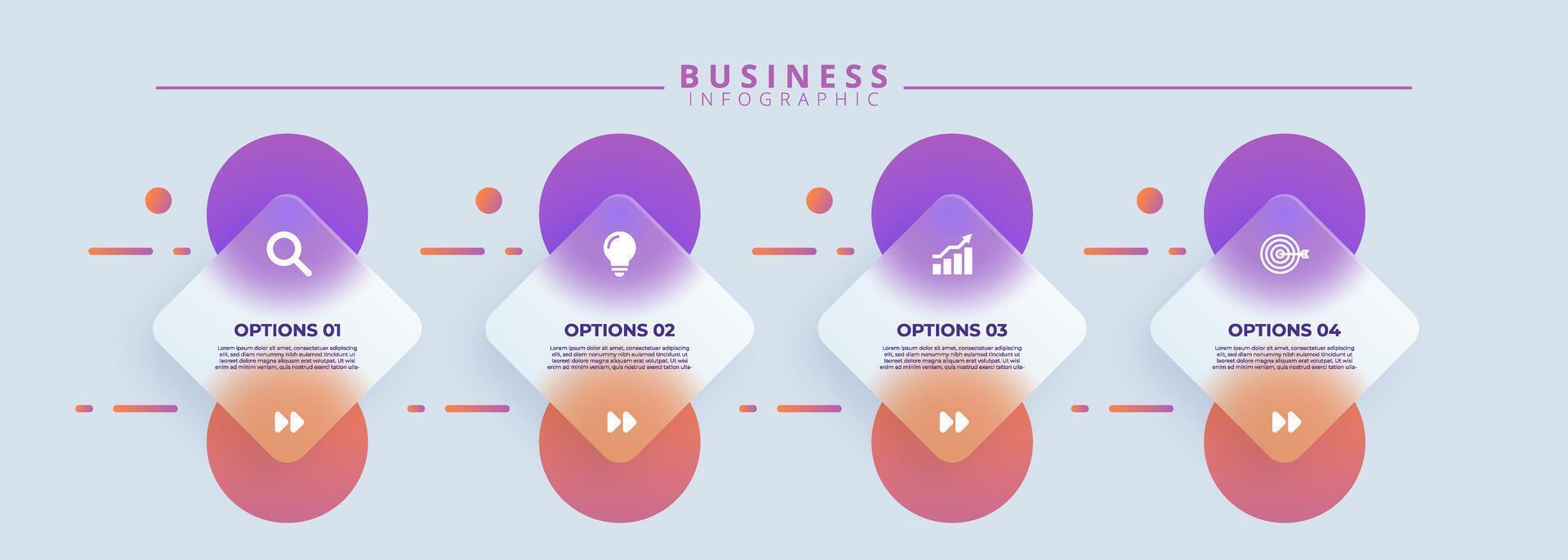 Design template for infographic labels with icons and 4 options or steps. Suitable for process diagrams, presentations, workflow layouts, banners, flow charts, and infographics vector