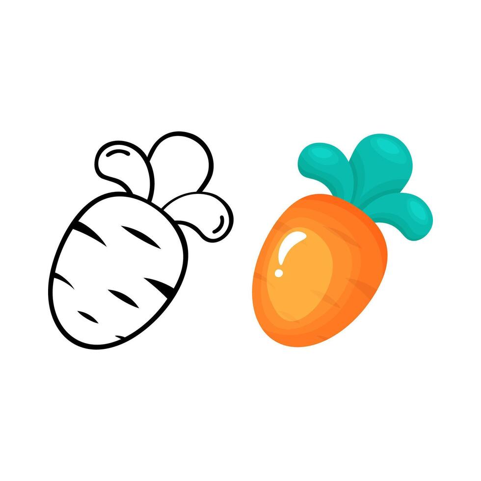 Carrot line and color. Illustration for coloring book. Learn to color. For children's creativity. vector