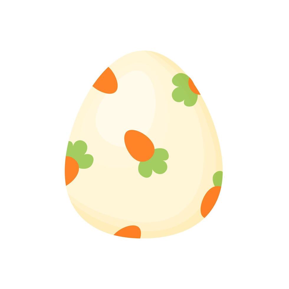 Easter egg in hand drawn style. In beige color. With carrot print. Simple Easter Design. vector