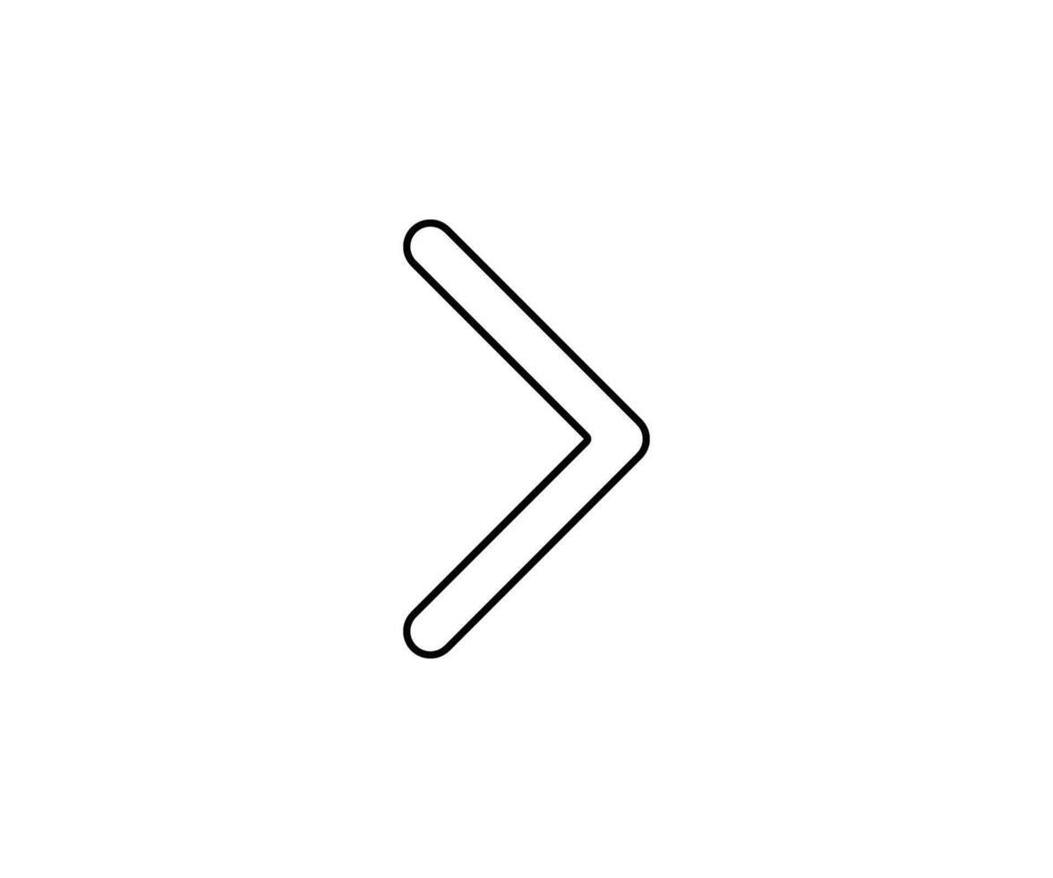 a black outline single icon arrow alternate direct to right with rounded style vector