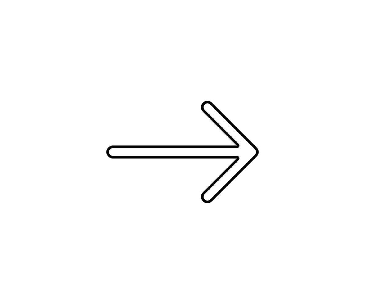 a black outline single icon arrow direct to right with rounded style vector