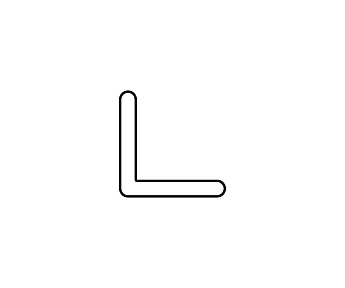 a black outline single icon arrow alternate direct to down left with rounded style vector