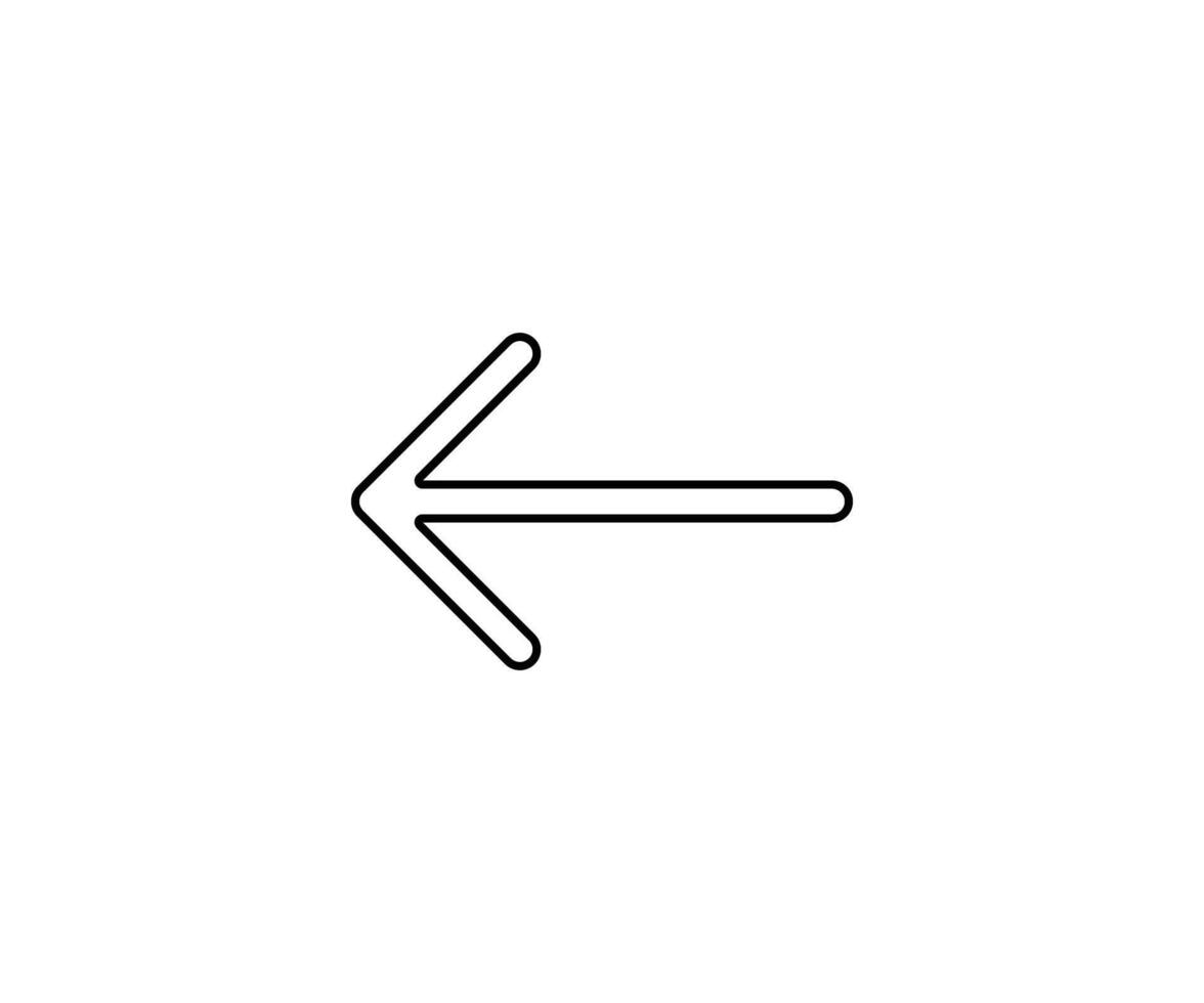 a black outline single icon arrow direct to left with rounded style vector