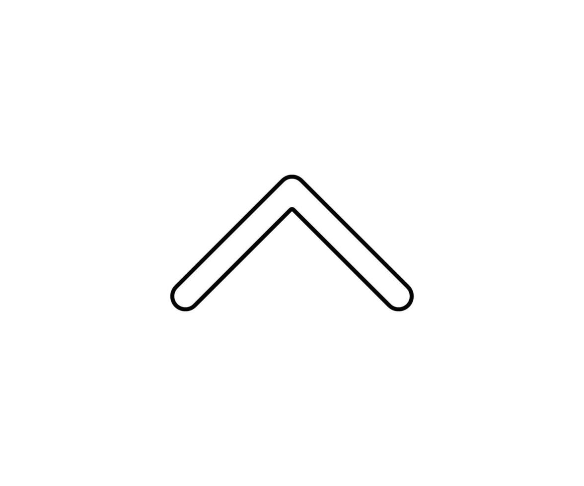 a black outline single icon arrow alternate direct to up with rounded style vector