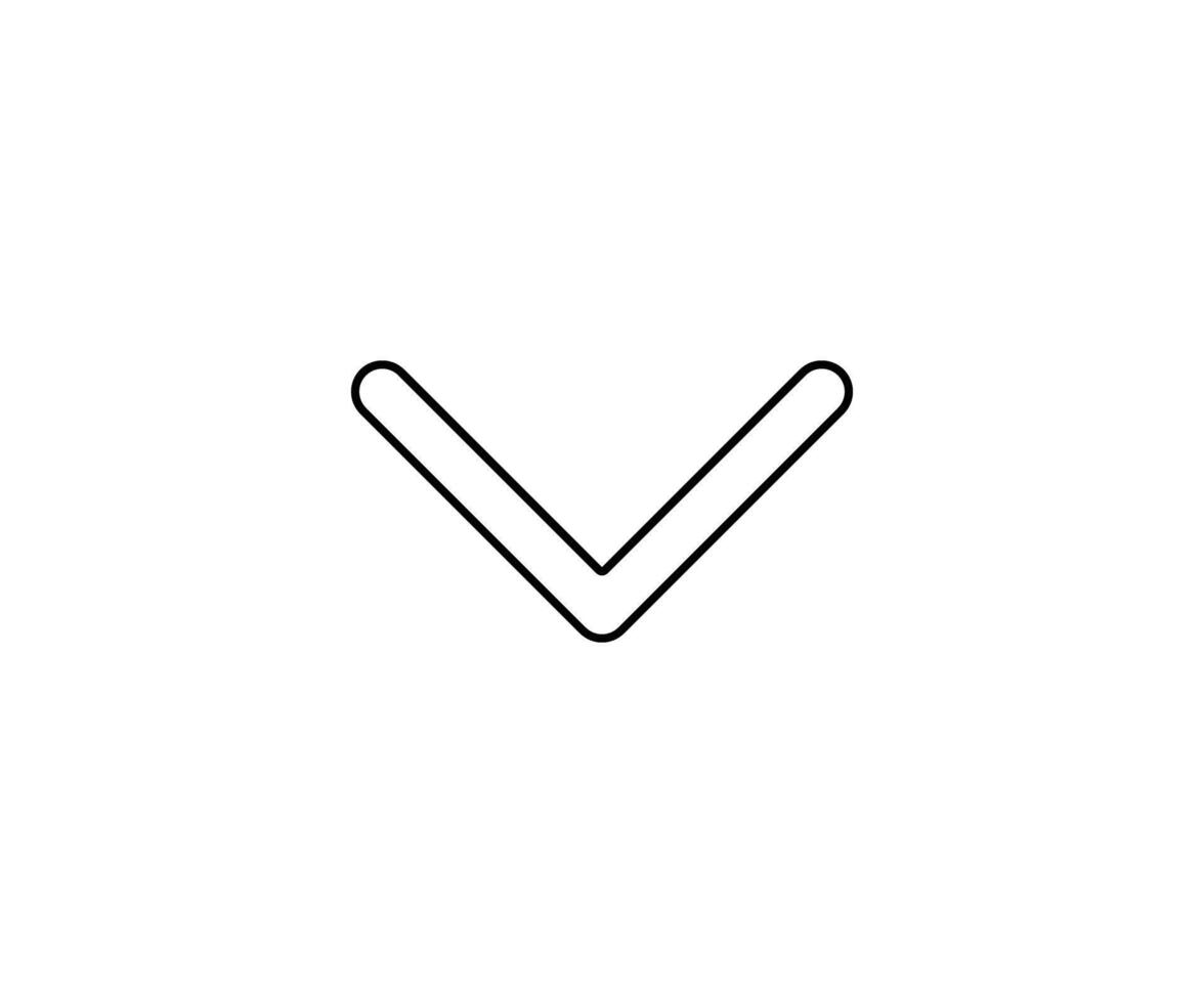 a black outline single icon arrow alternate direct to down with rounded style vector