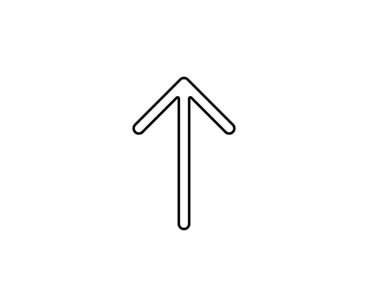 a black outline single icon arrow direct to up with rounded style vector