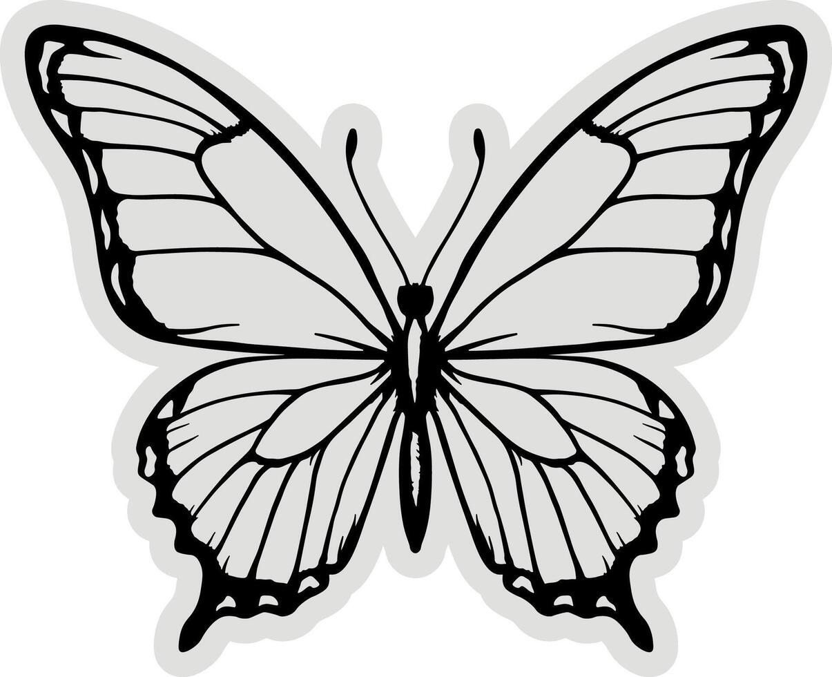 sticker black silhouette of a butterfly without background vector