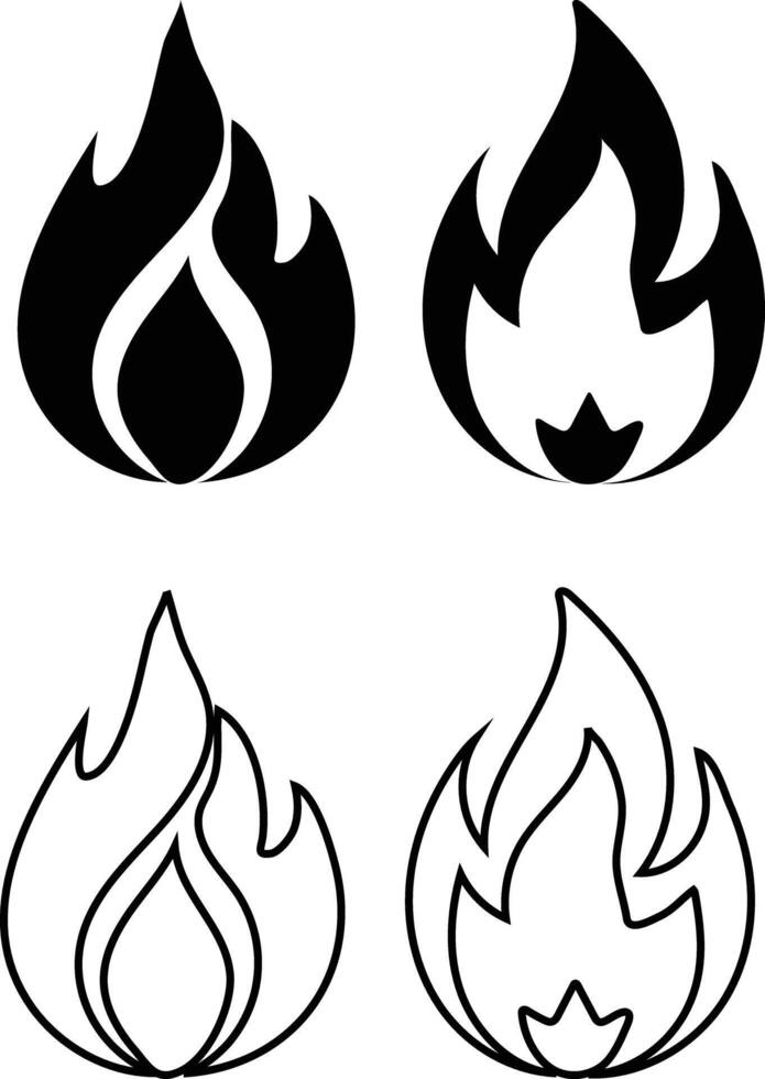 Fire Flame Icons Set vector