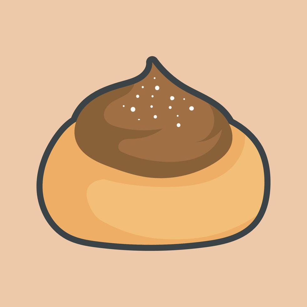 chocolate eclairs with outline flat design. vector