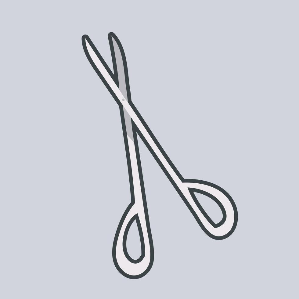 surgery scissor with outline flat design. vector