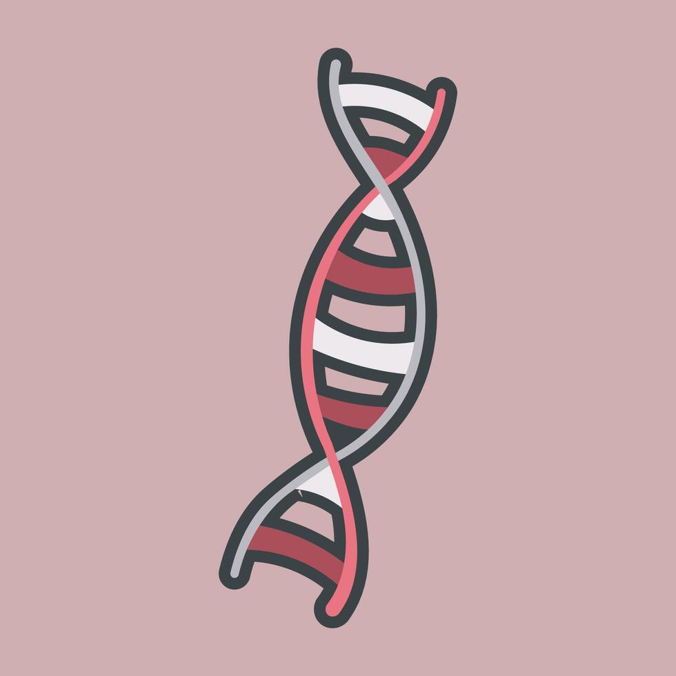 red dna sign with outline flat design. vector