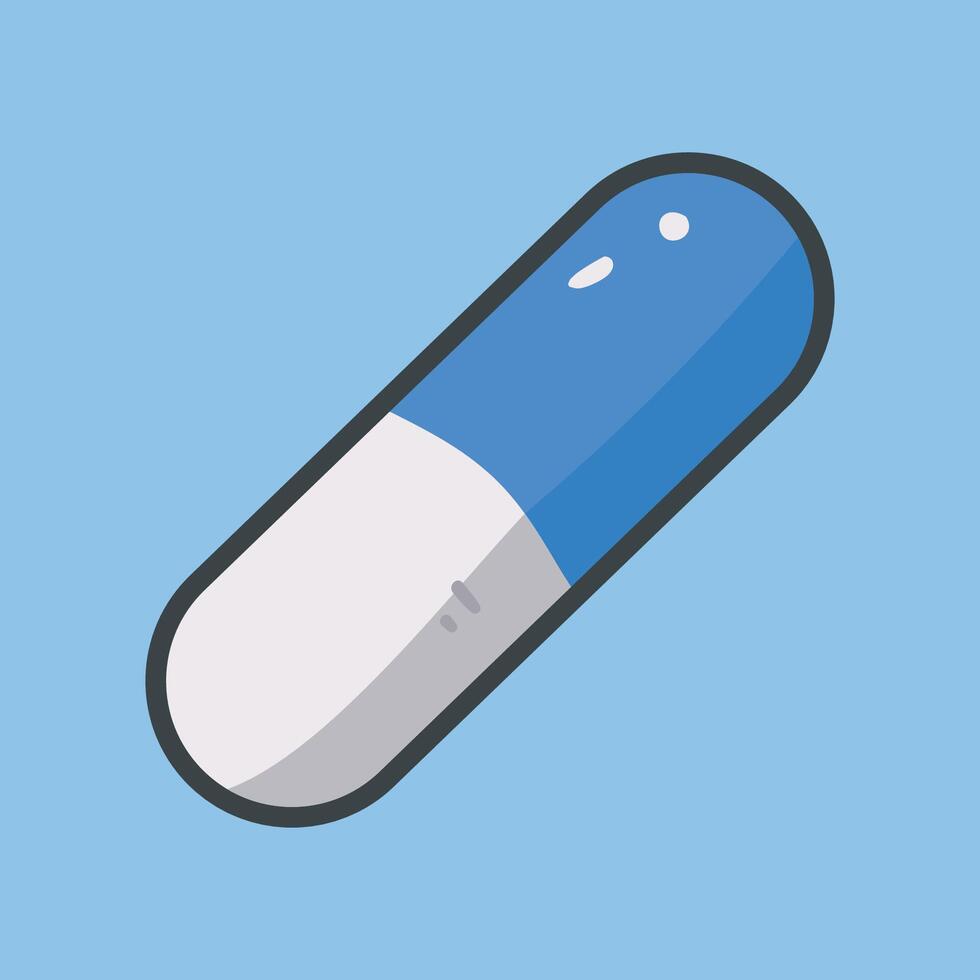 blue capsule outline flat design. vector