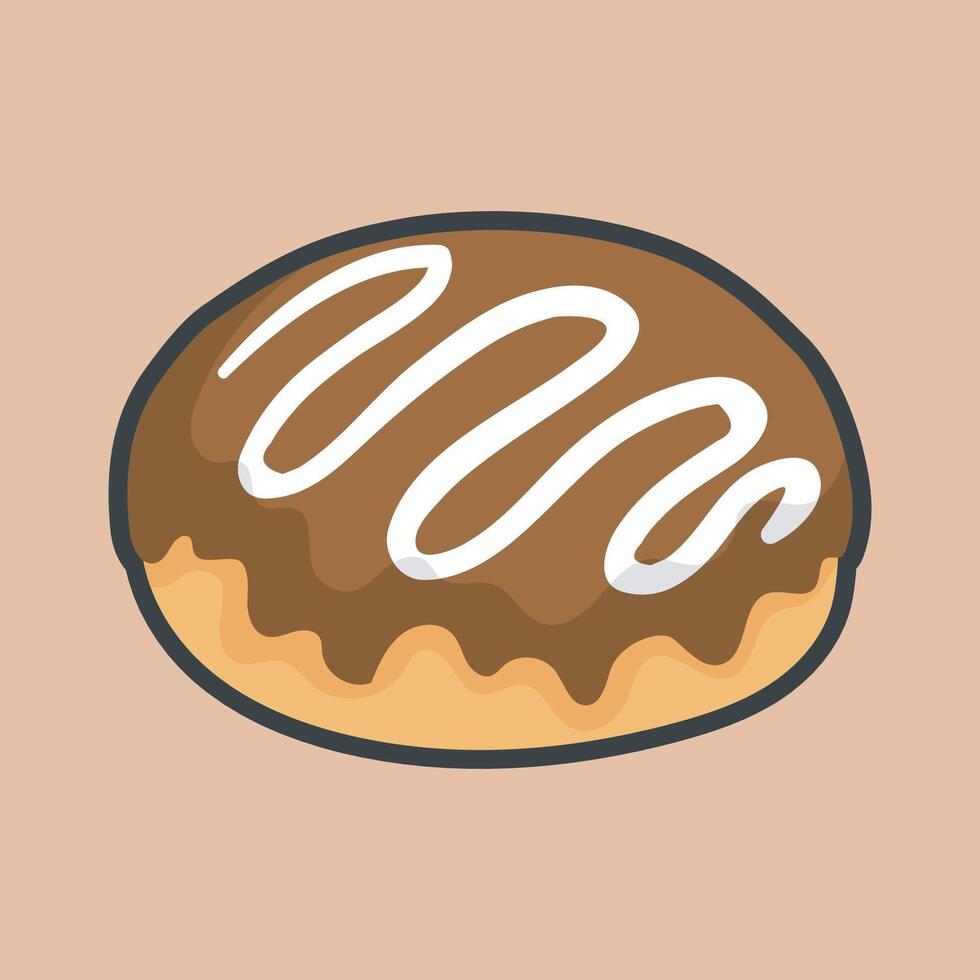 chocolate cream dough food bakery with outline flat design. vector