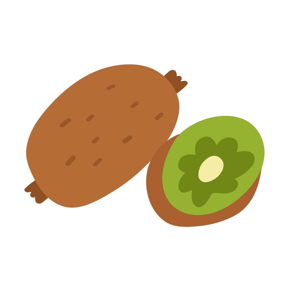 Kiwi. Flat icon. Hand drawn illustration on white background. vector