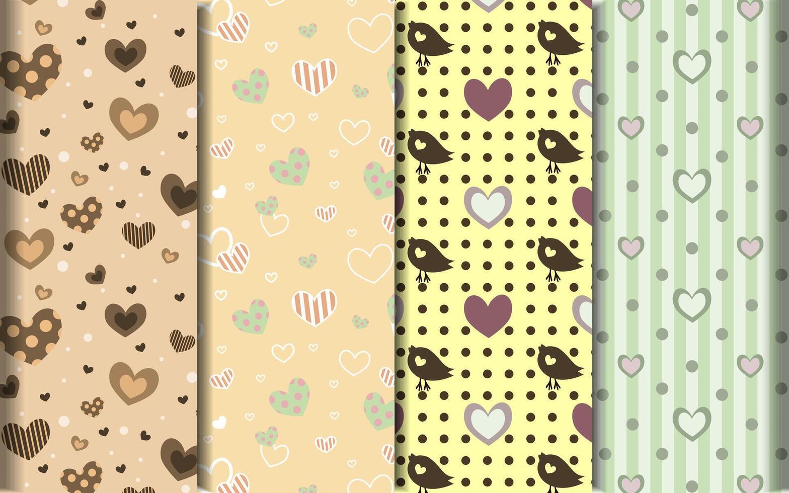 Valentine's Day patterns set. Simple pattern with hearts and dots. vector