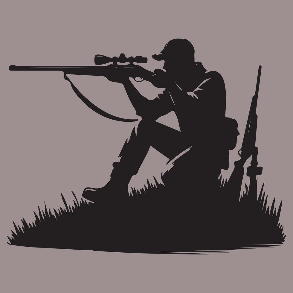 Hunting man silhouette vector