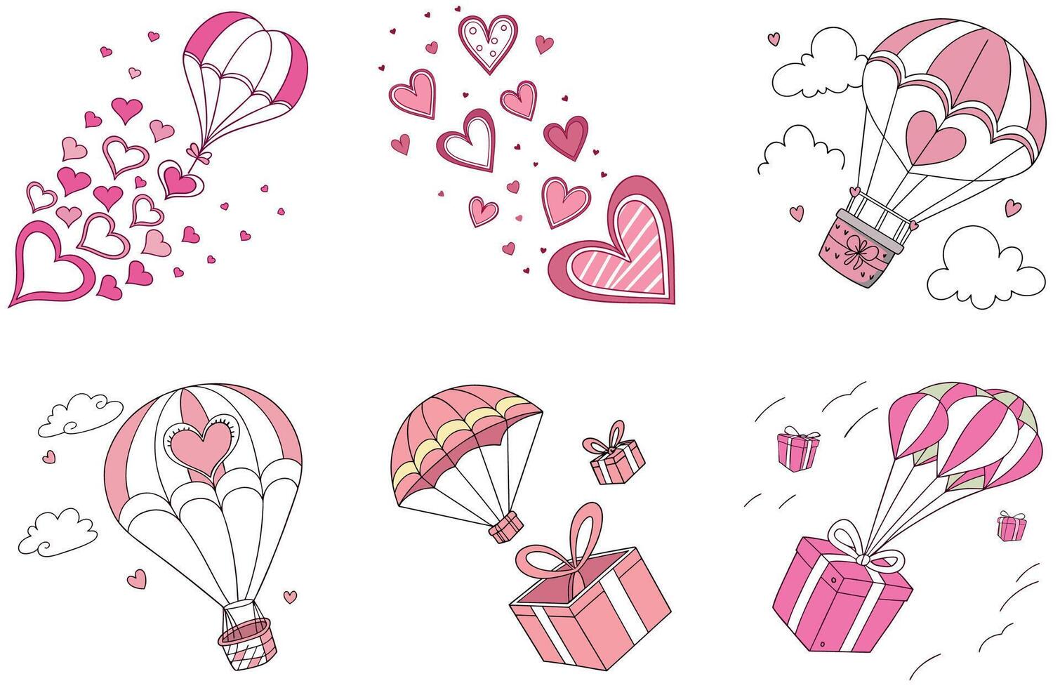 Red Valentine Bundle - A Playful Ocean Creature Collection Illustrations vector