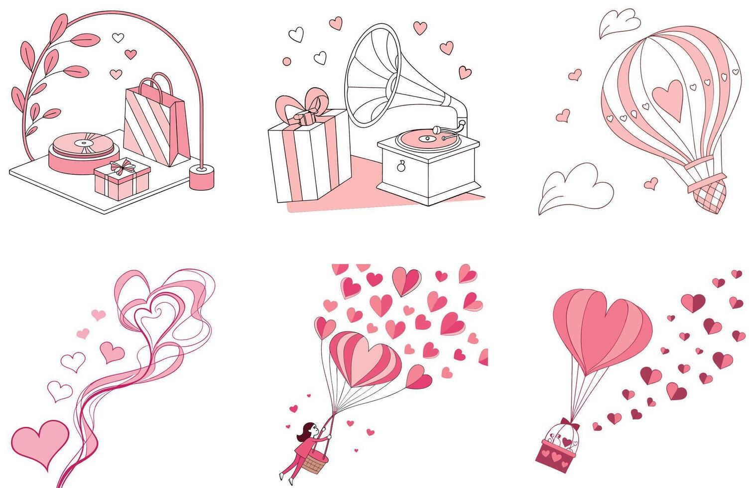 Love's Valentine Bundle - A Unique Geometric 3D Collection Illustrations vector