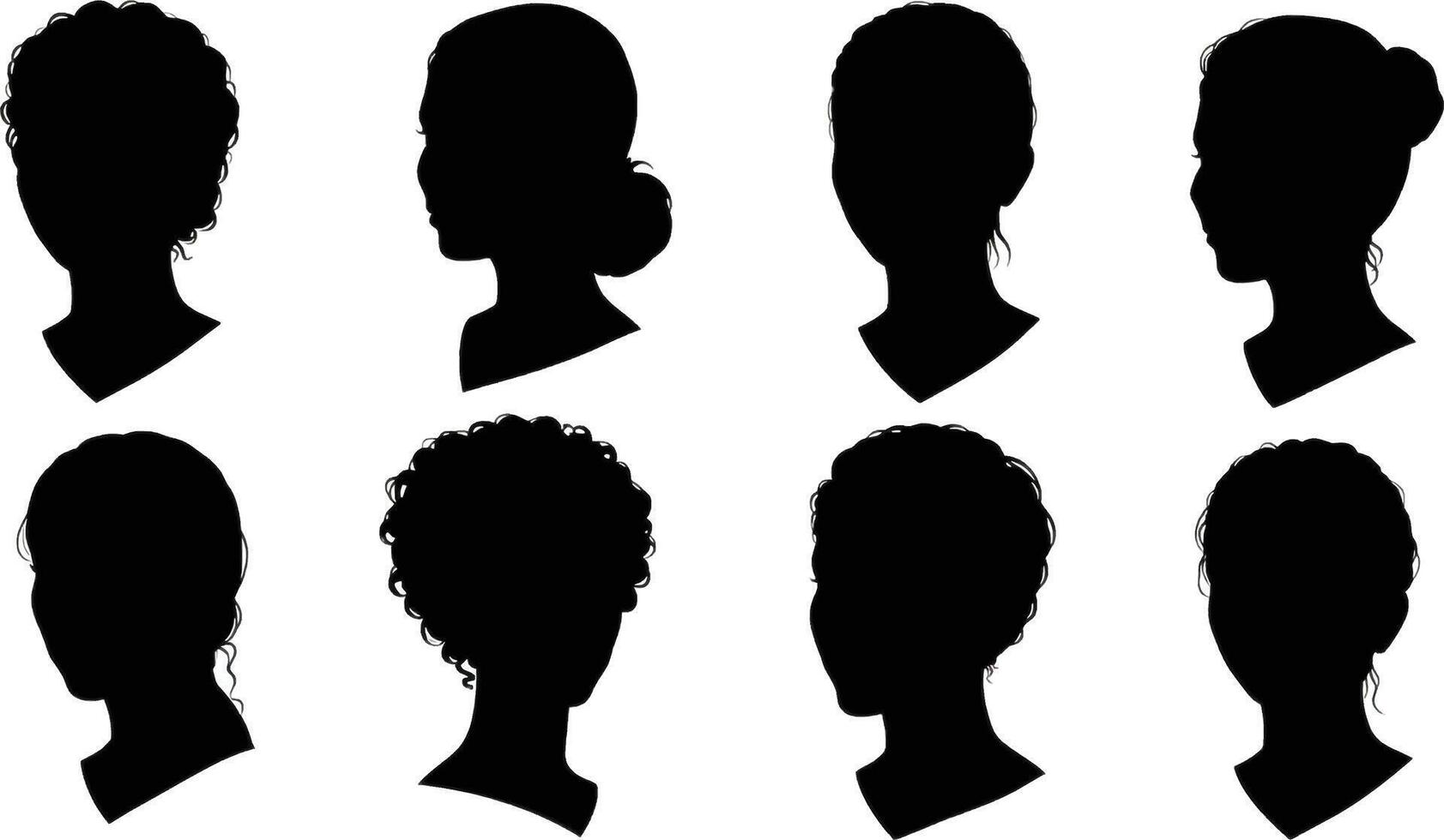 Elegant Bust Silhouettes with Unique Hairstyles vector