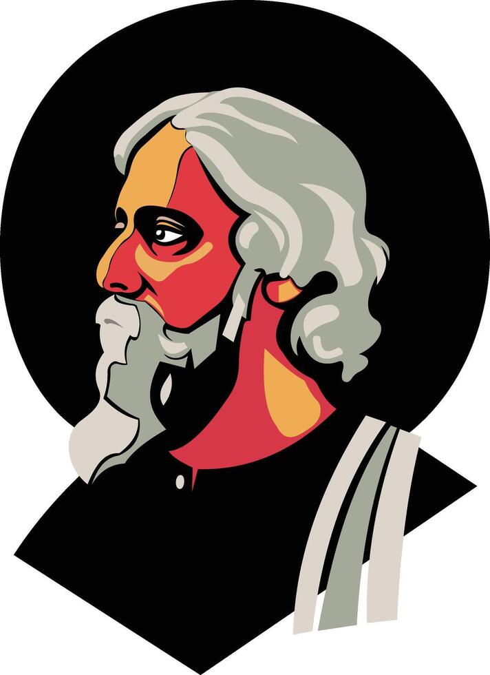 Rabindranath Tagore poster colour drawing vector