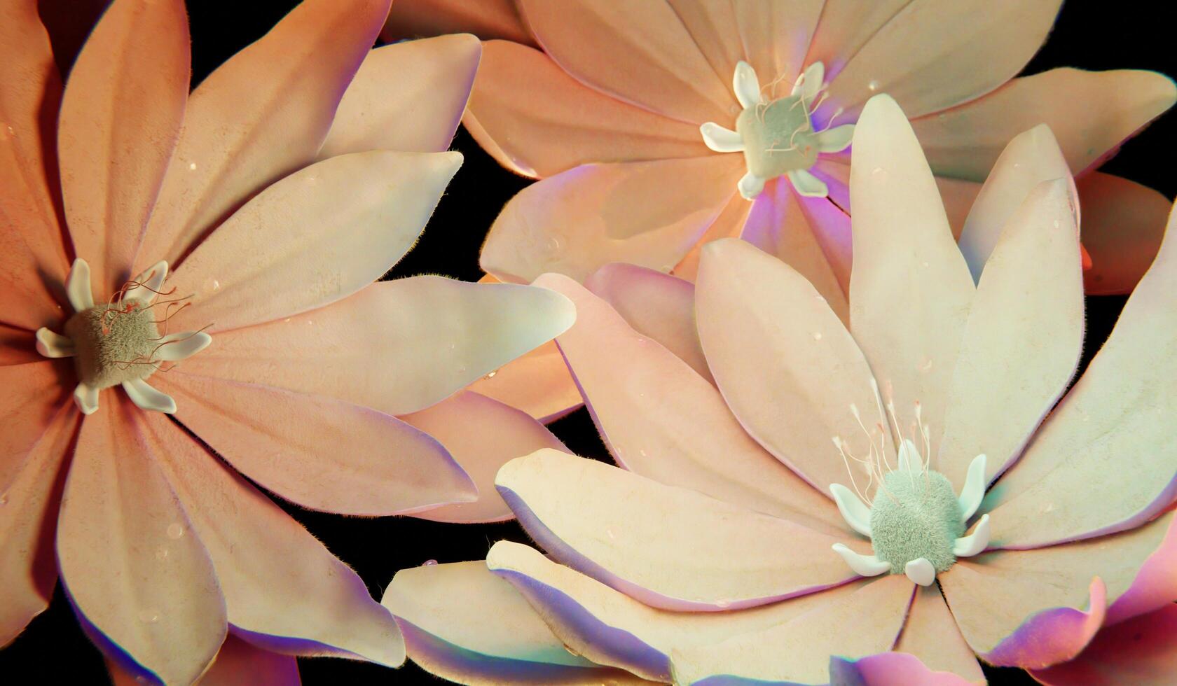 Flowers pollen, close up, 3D illustration photo