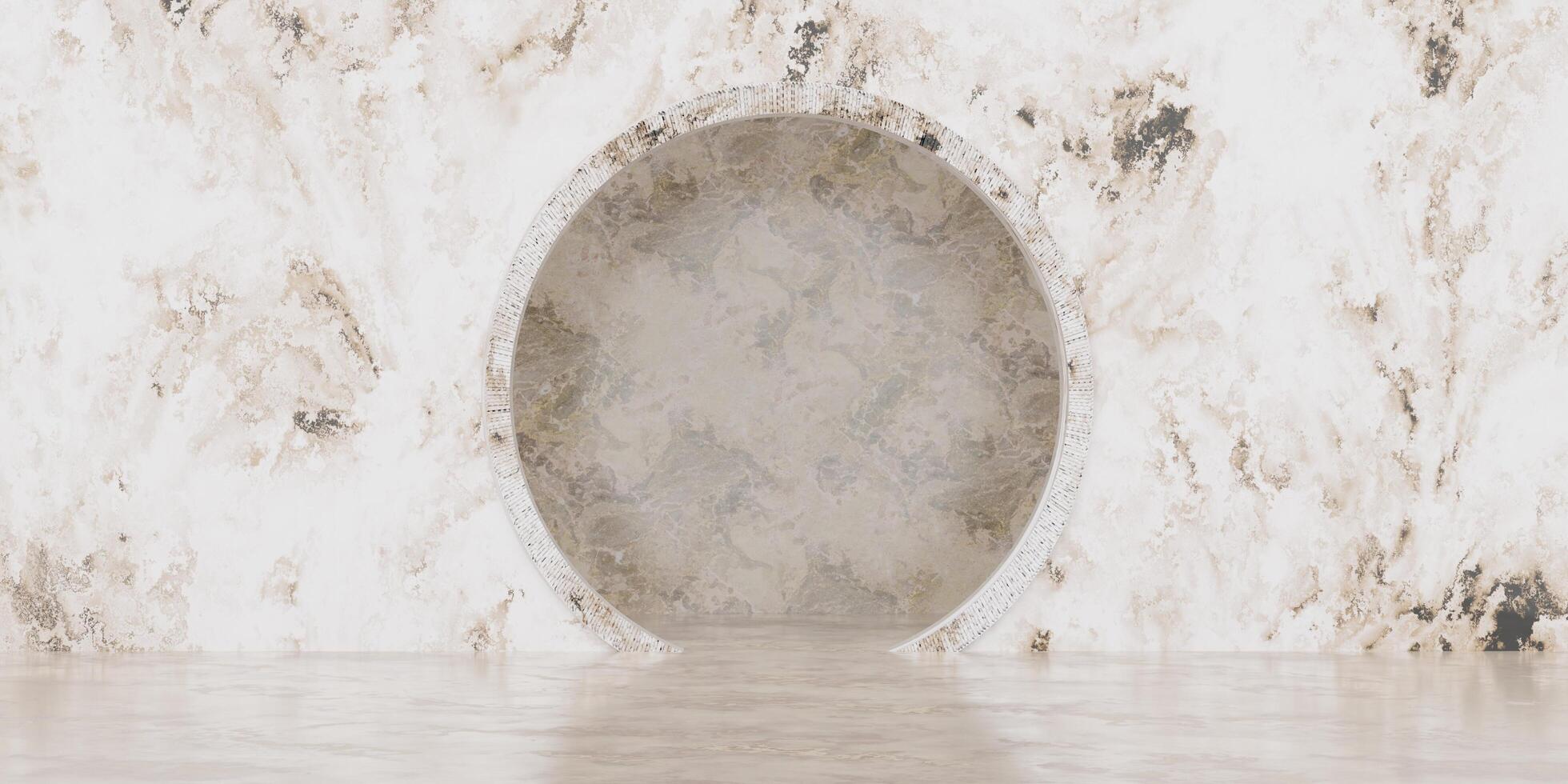 Floor and wall, circle hole, perforated, circle scene, 3D photo