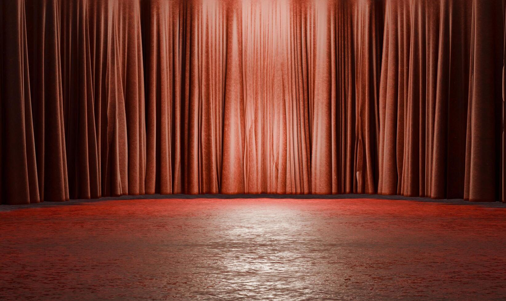 Curtain scene, curved stage, illustration photo