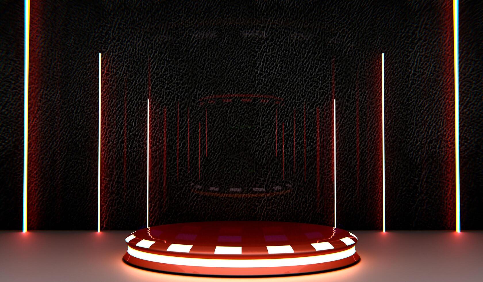 Technology podium, circle base and neon 3D illustration photo