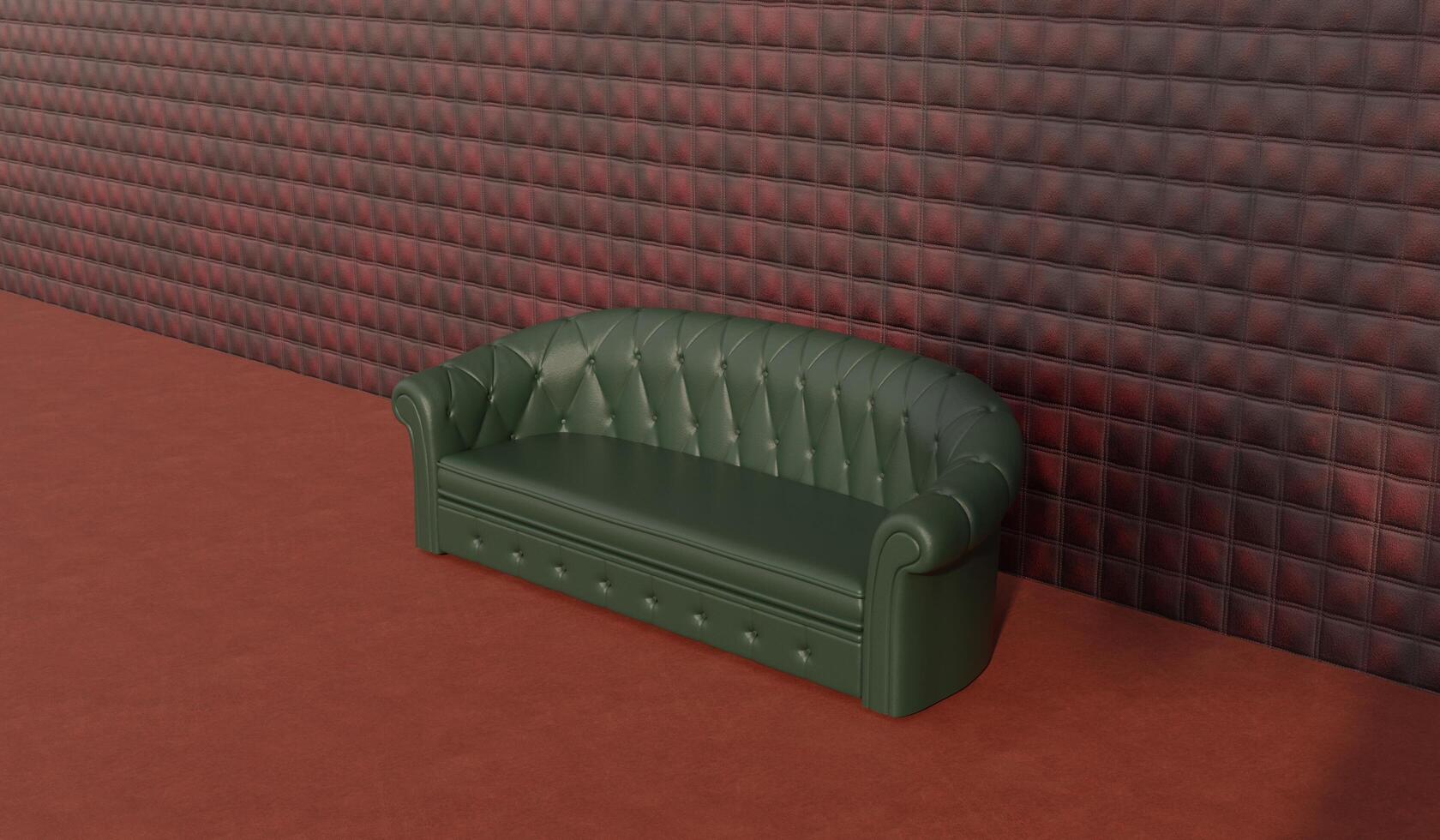 Antique sofa, buttoned leather cushion, old fashioned seat, illustration photo